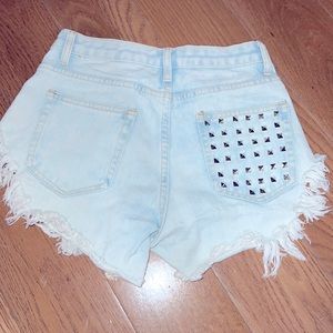 Studded Distressed Jean Shorts